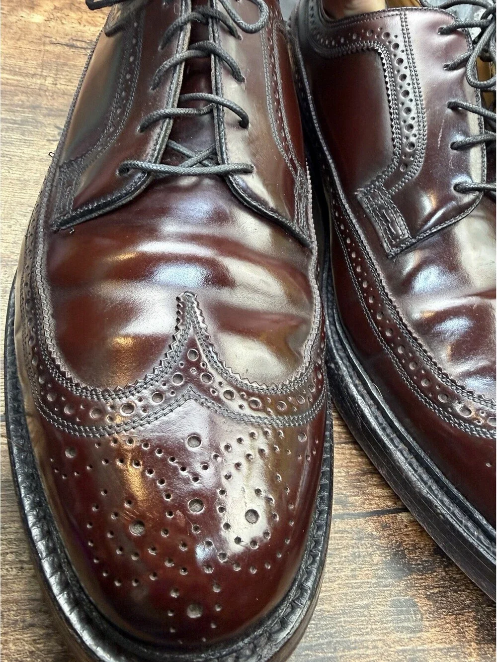 Vtg 1960s Florsheim Imperial 93605 Shell Cordovan Longwing 10.5 3E Green Lab